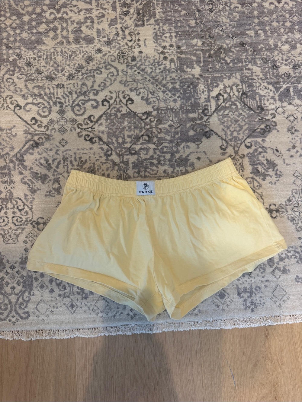 Parke Pale Yellow Cotton shorts